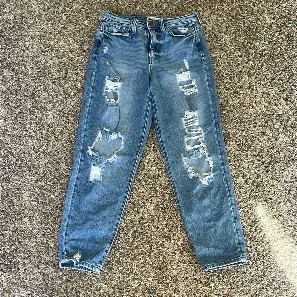 SO Women's Distressed Blue Boyfriend Jeans